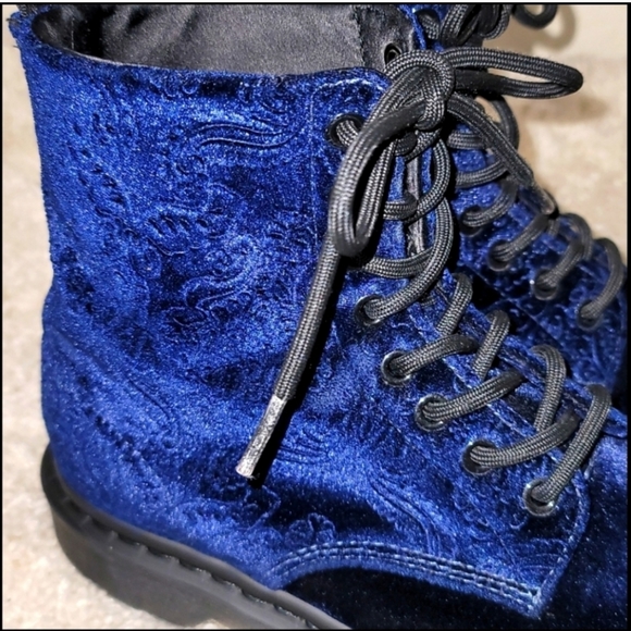 Dr. Martens Blue Velvet Boots - Picture 4 of 14